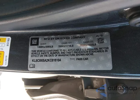 2019 Chevrolet Spark Ls Cvt from USA, damaged, VIN KL8CB6SA2KC816184